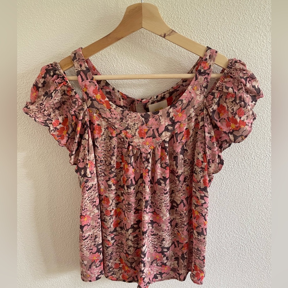 Anthropologie Maeve Cold Shoulder Floral Blouse